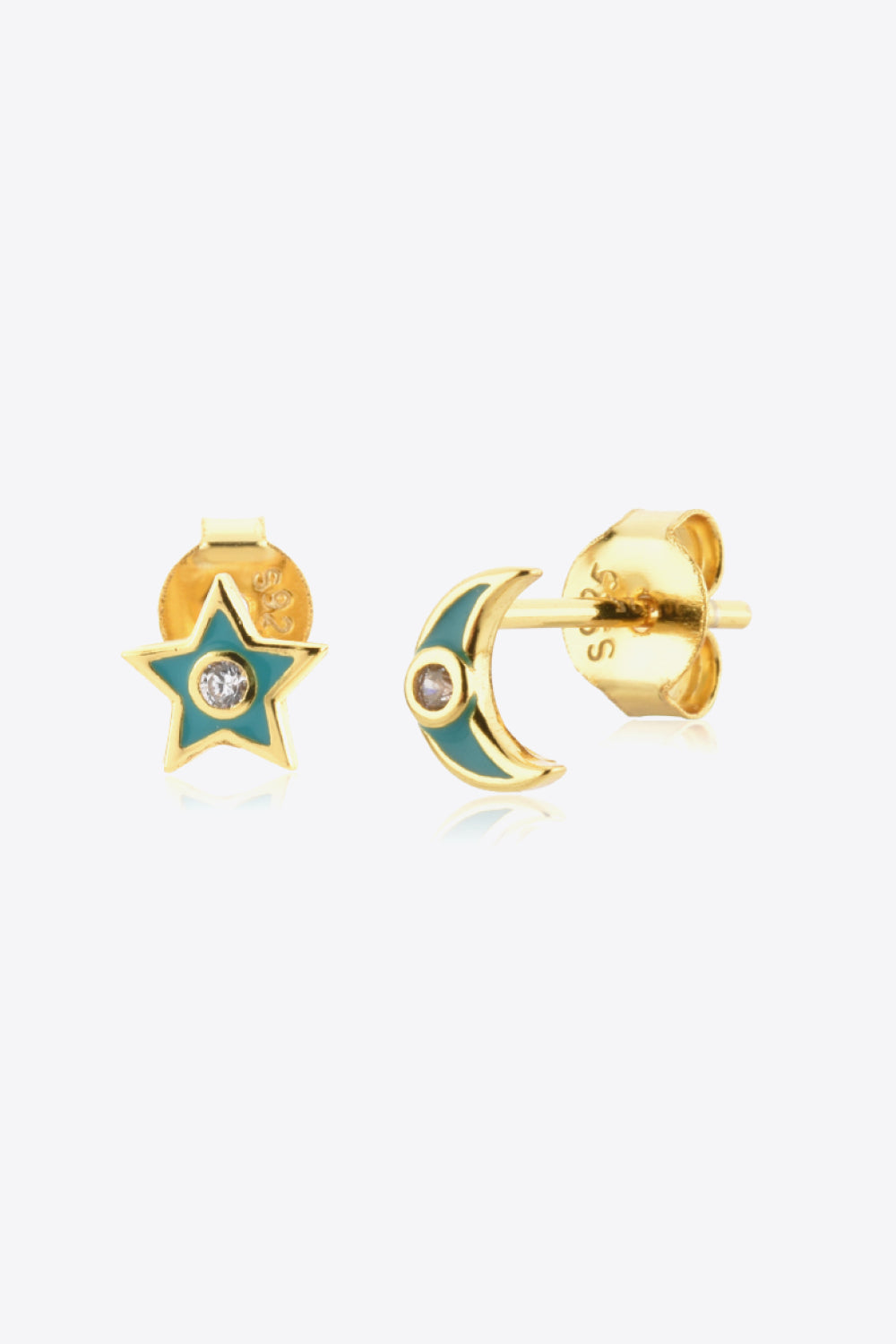 Star and Moon Zircon Mismatched Earrings - AllIn Computer