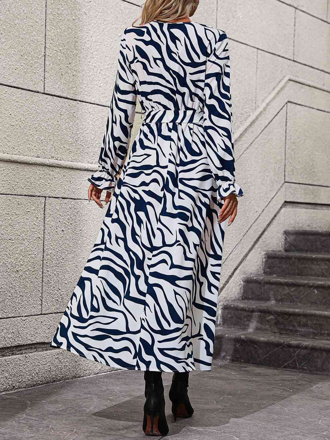 Flounce Sleeve Tie Waist Dress - AllIn Computer