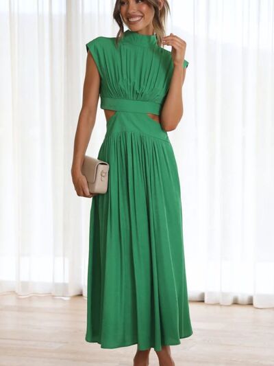 Cutout Mock Neck Sleeveless Dress - AllIn Computer