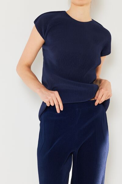 Marina West Swim Rib Pleated Cap Sleeve Top - AllIn Computer