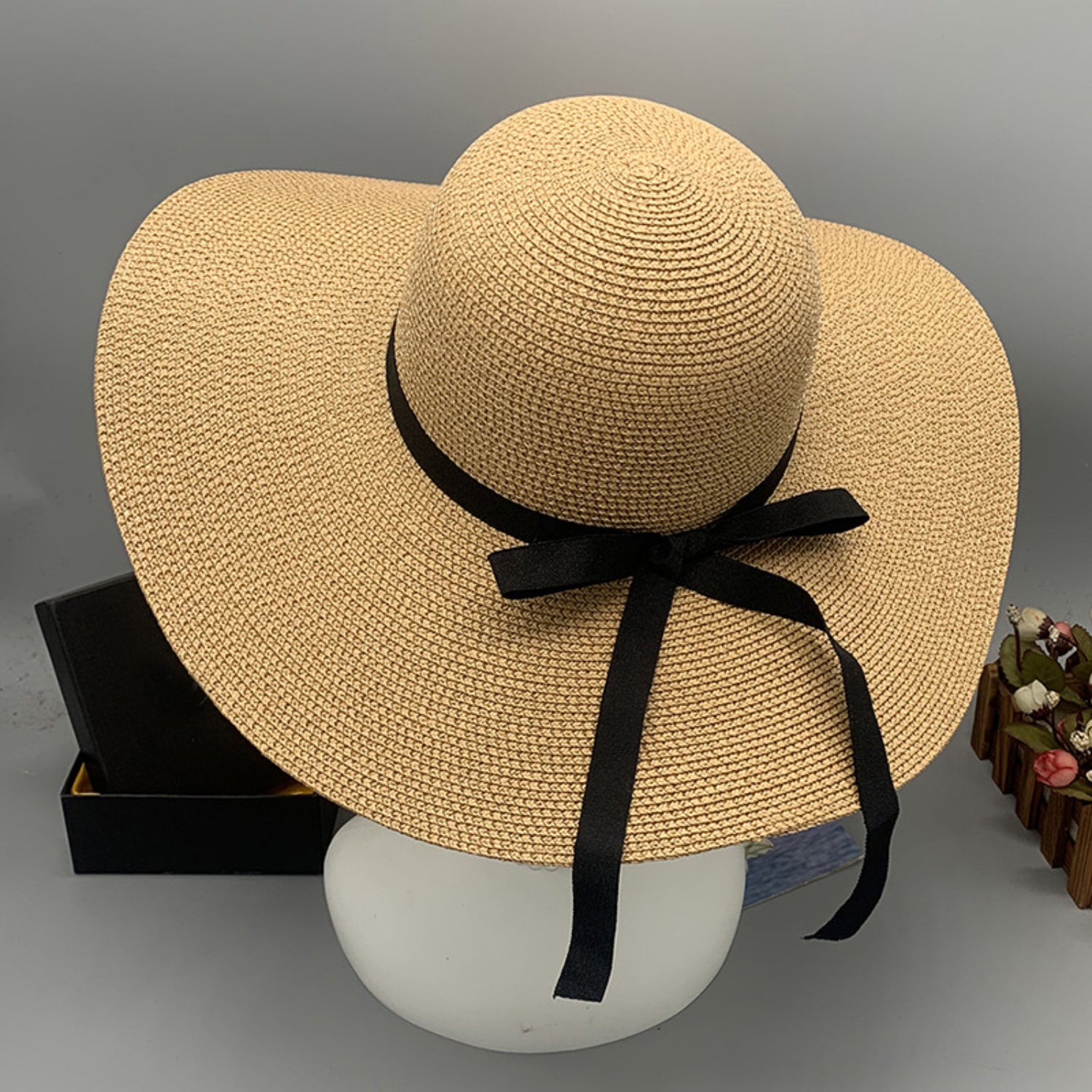 Bow Paper Braided Wide Brim Hat - AllIn Computer