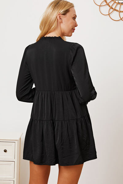 Ruffled Button Up Long Sleeve Tiered Shirt - AllIn Computer