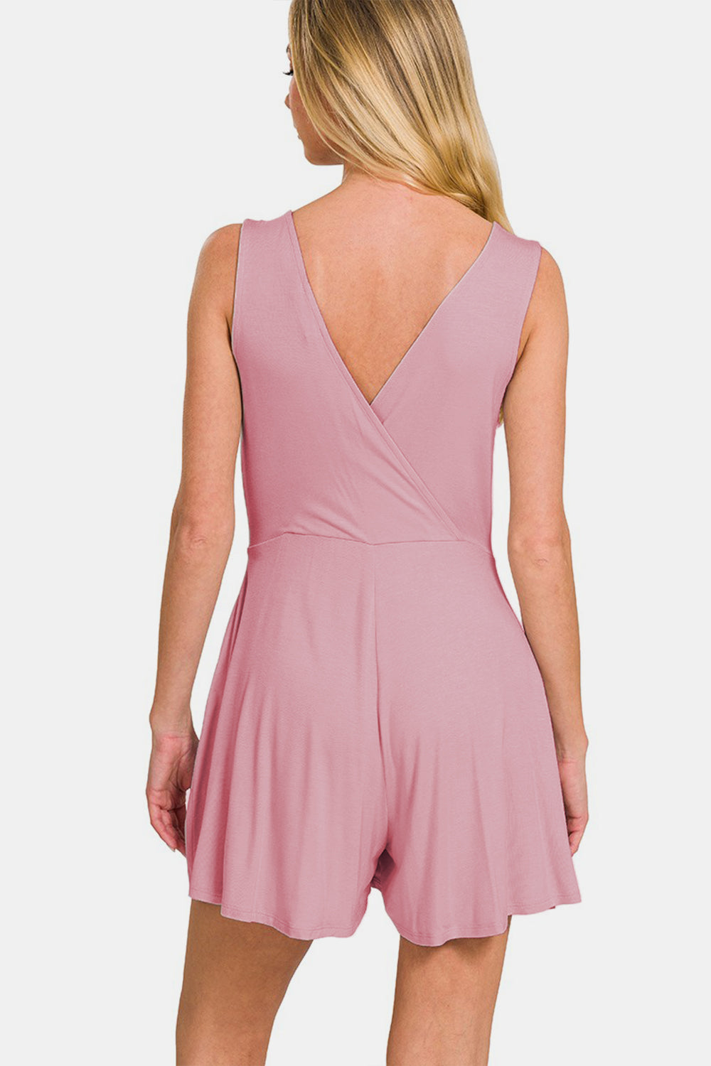 Zenana Surplice Neckline Sleeveless Romper - AllIn Computer