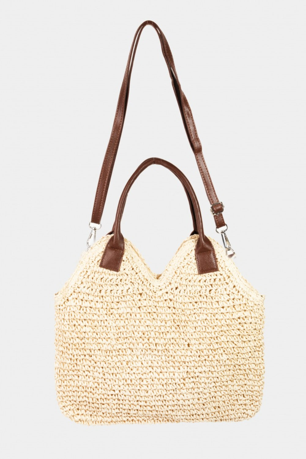 Fame Straw Braided Faux Leather Strap Shoulder Bag - AllIn Computer