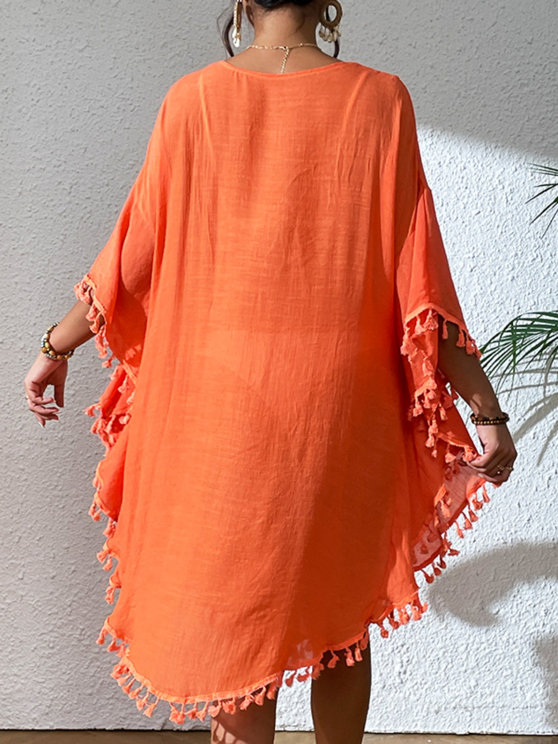 Tassel Cutout Scoop Neck Cover-Up Dress - AllIn Computer