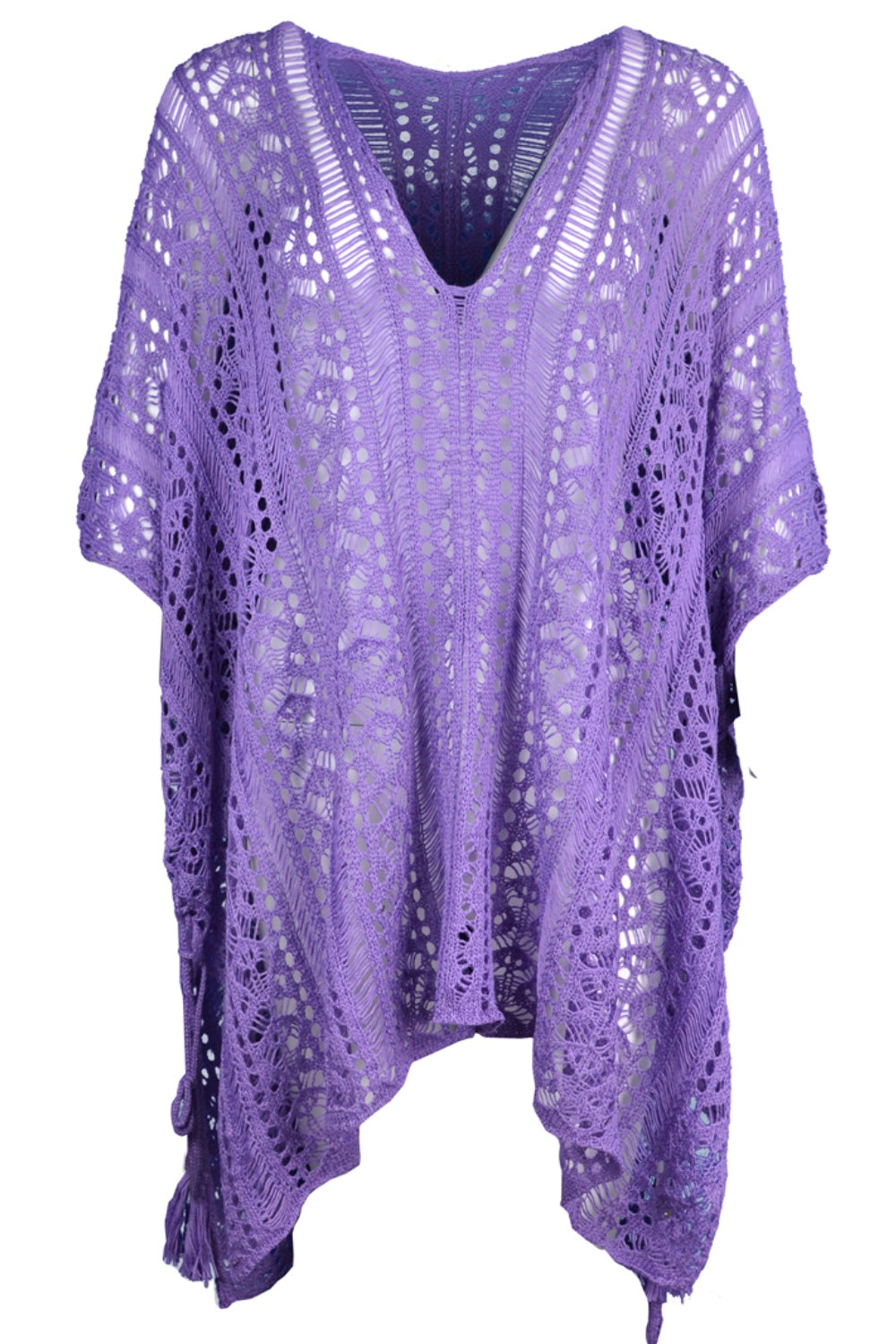 Cutout V-Neck Cover-Up with Tassel - AllIn Computer