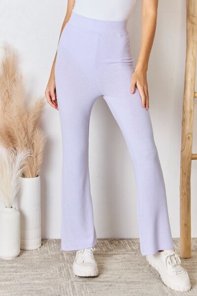 RISEN Full Size High Waist Ultra Soft Knit Flare Pants - AllIn Computer