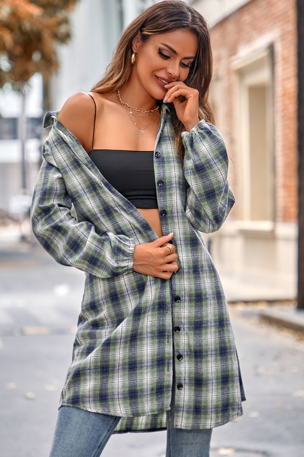 Plaid Tie Front Mini Shirt Dress - AllIn Computer