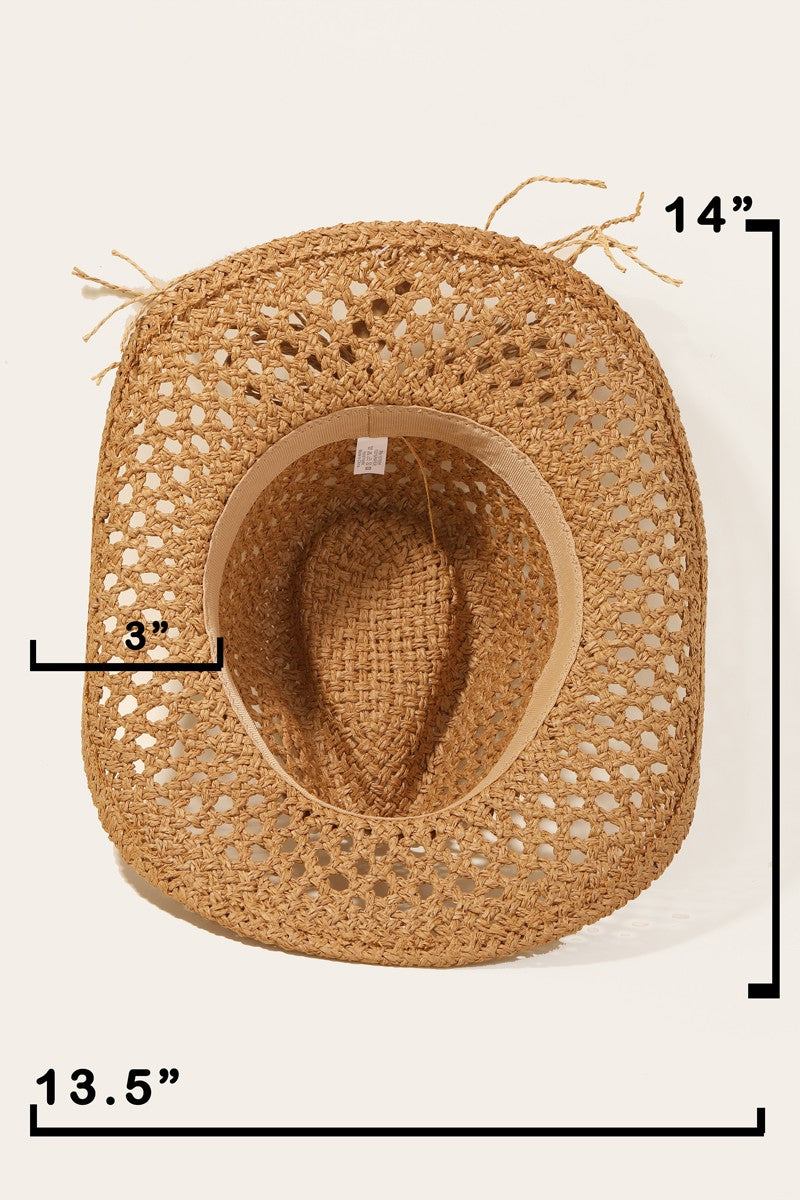 Fame Cowrie Shell Beaded String Straw Hat - AllIn Computer