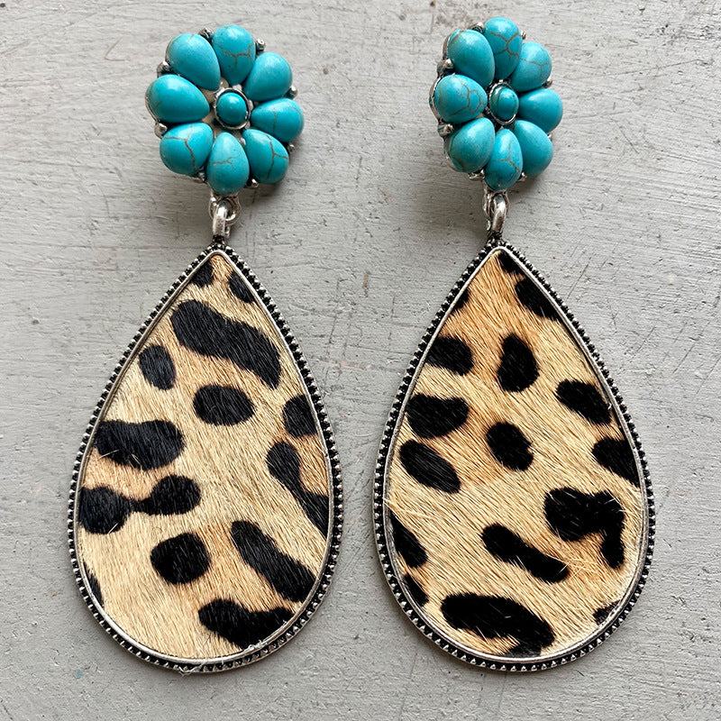 Turquoise Flower Teardrop Earrings - AllIn Computer