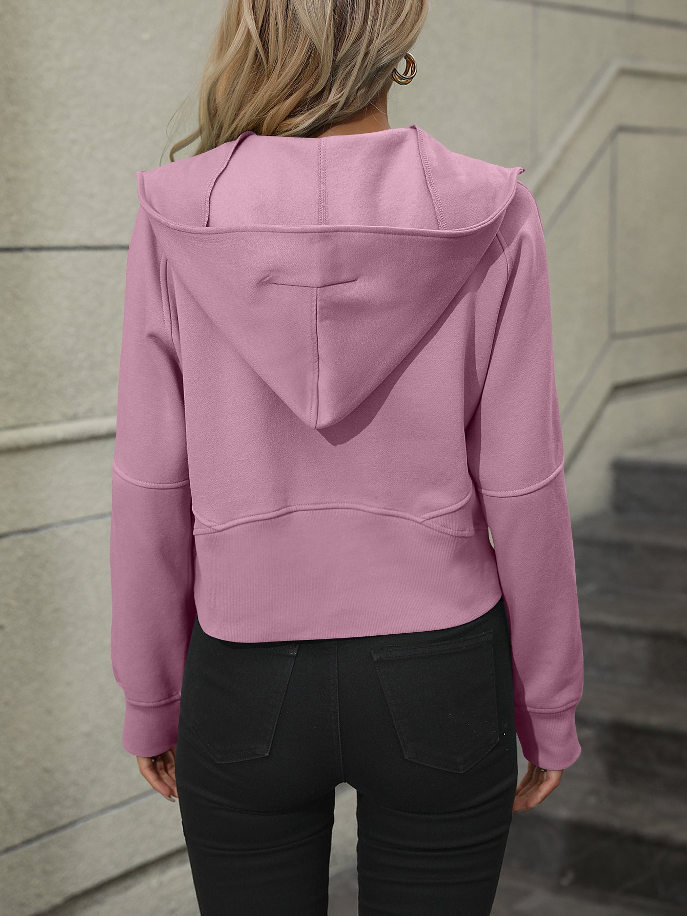 Zip-Up Raglan Sleeve Hoodie with Pocket - AllIn Computer