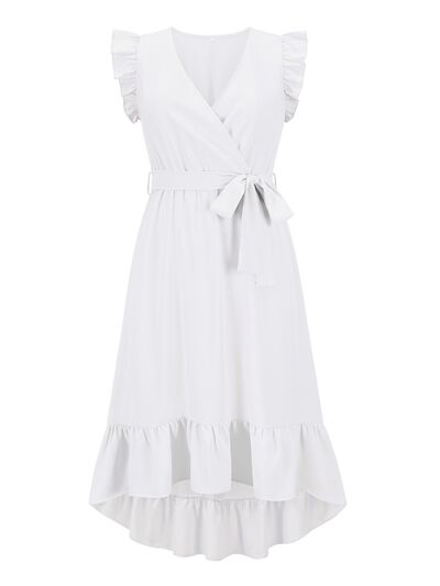 Tied Surplice Ruffle Hem Dress - AllIn Computer
