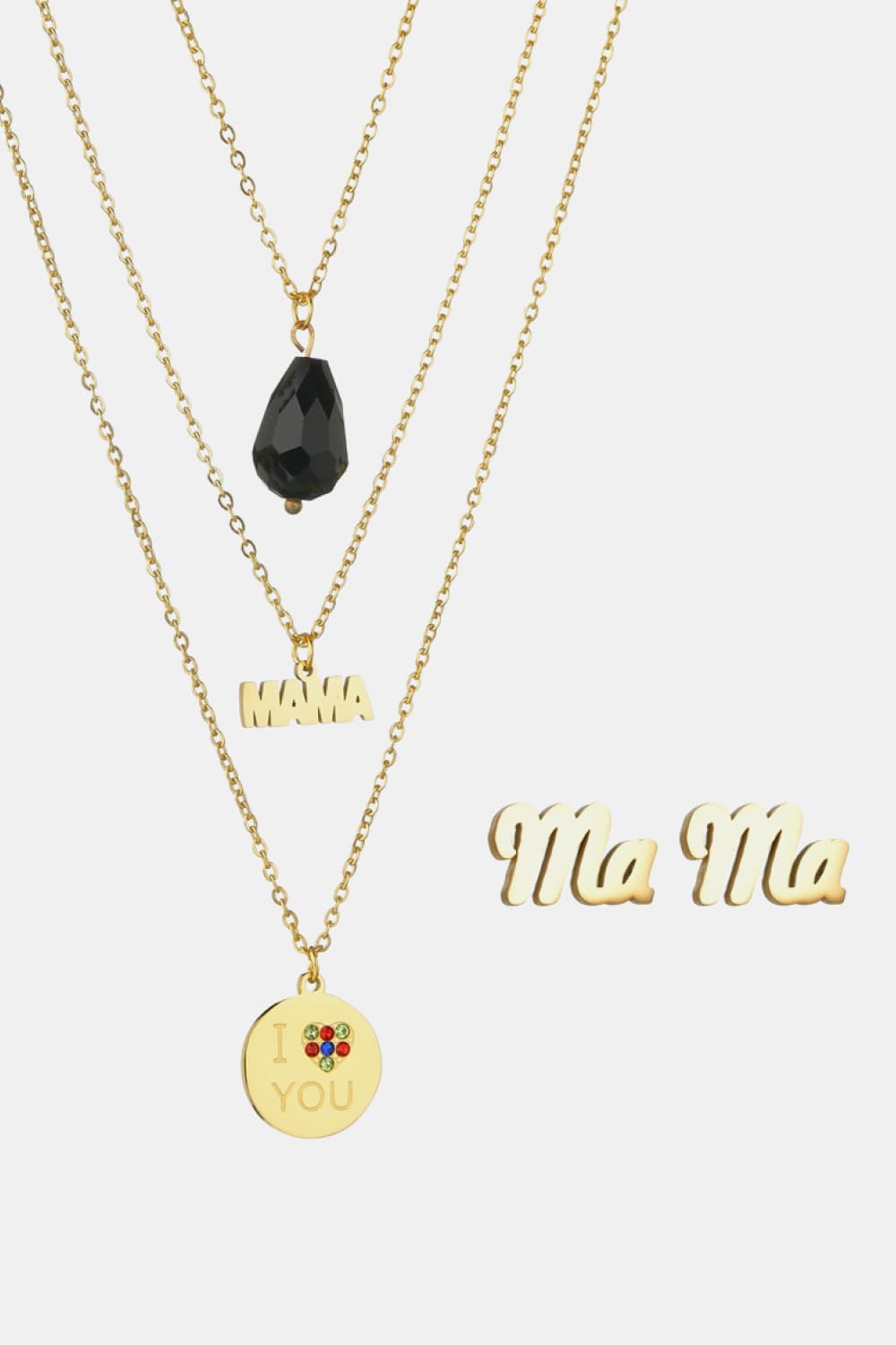 Triple-layer MAMA I LOVE YOU 18K gold-plated Pemdant Combo Deal - AllIn Computer