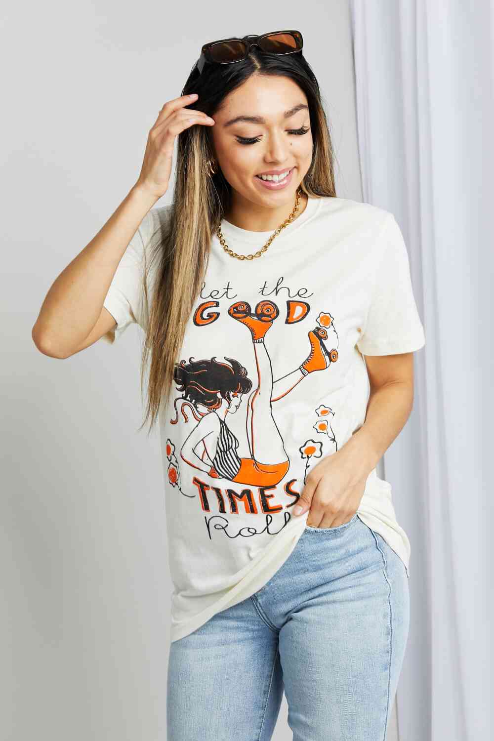 mineB Full Size LET THE GOOD TIMES ROLL Graphic Tee - AllIn Computer