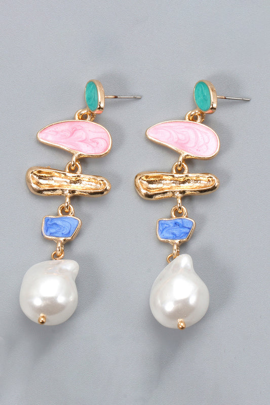 Abnormal Shape Zinc Alloy Synthetic Pearl Dangle Earrings - AllIn Computer