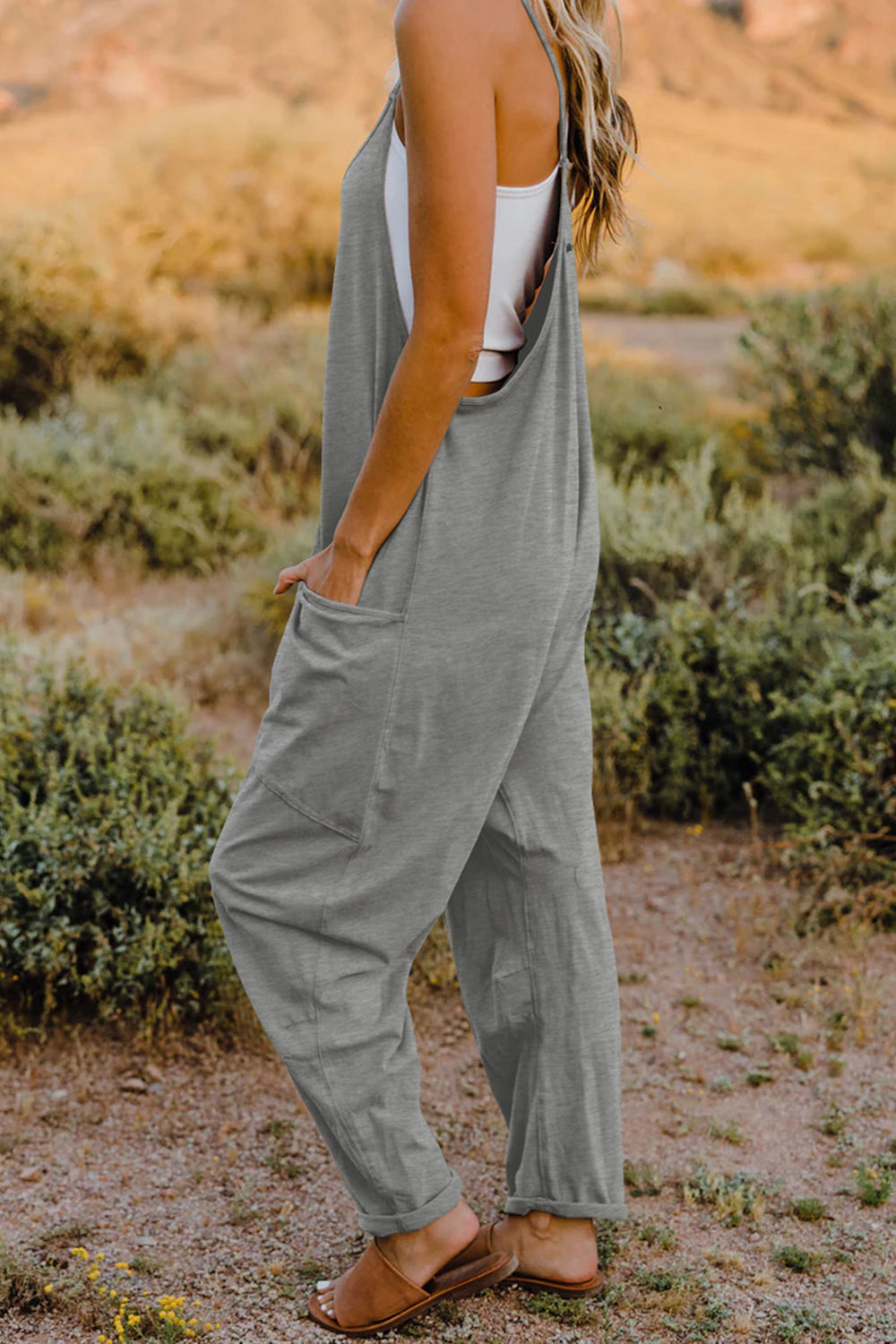 Double Take  V-Neck Sleeveless Jumpsuit with Pocket - AllIn Computer