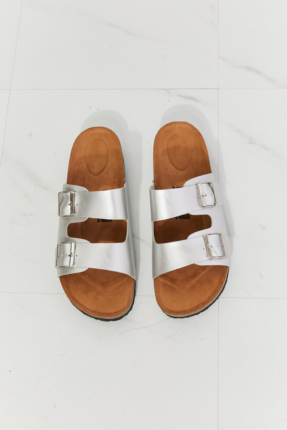 MMShoes Best Life Double-Banded Slide Sandals in Silver - AllIn Computer