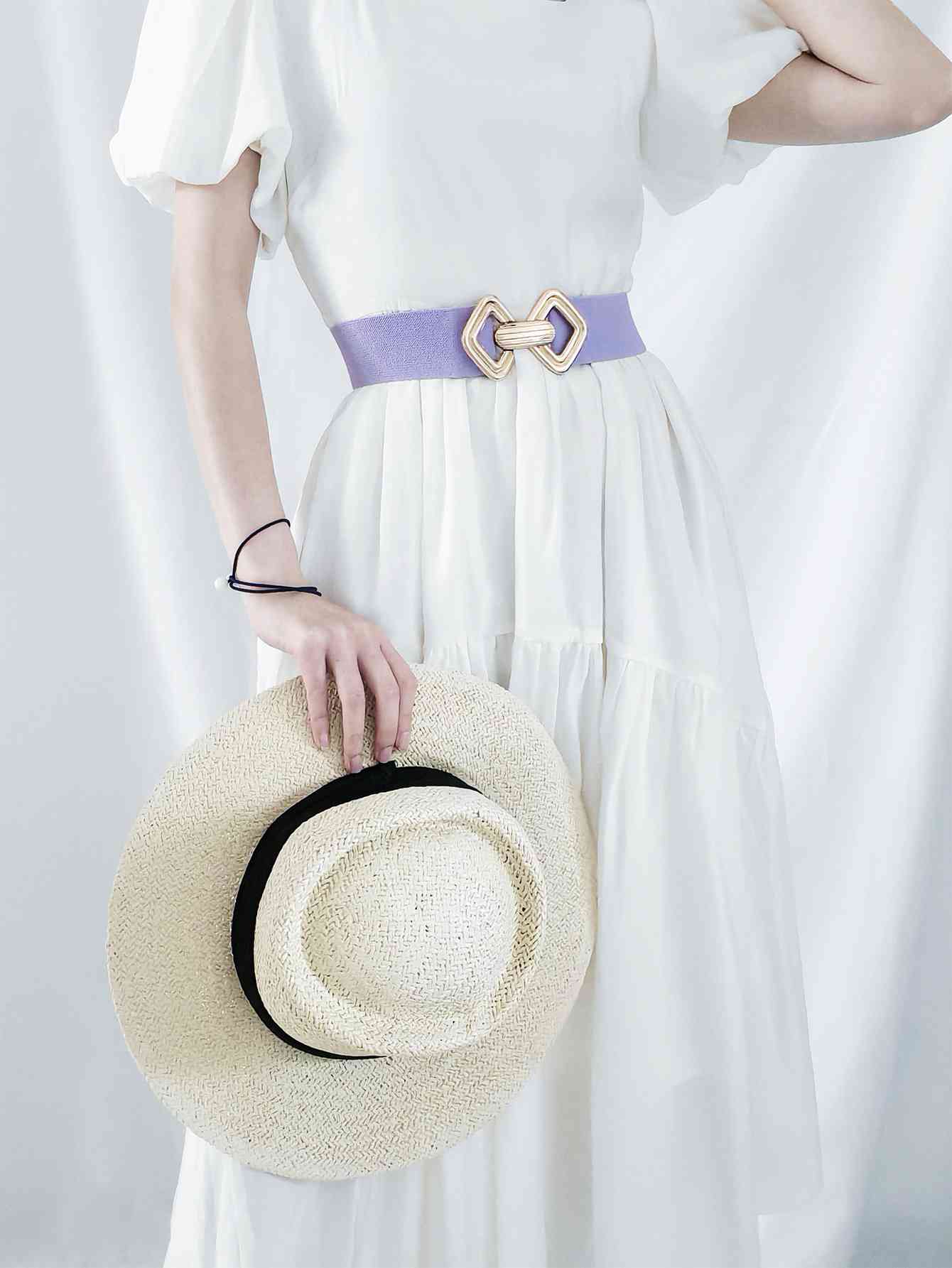 Geometric Buckle Elastic Wide Belt - AllIn Computer