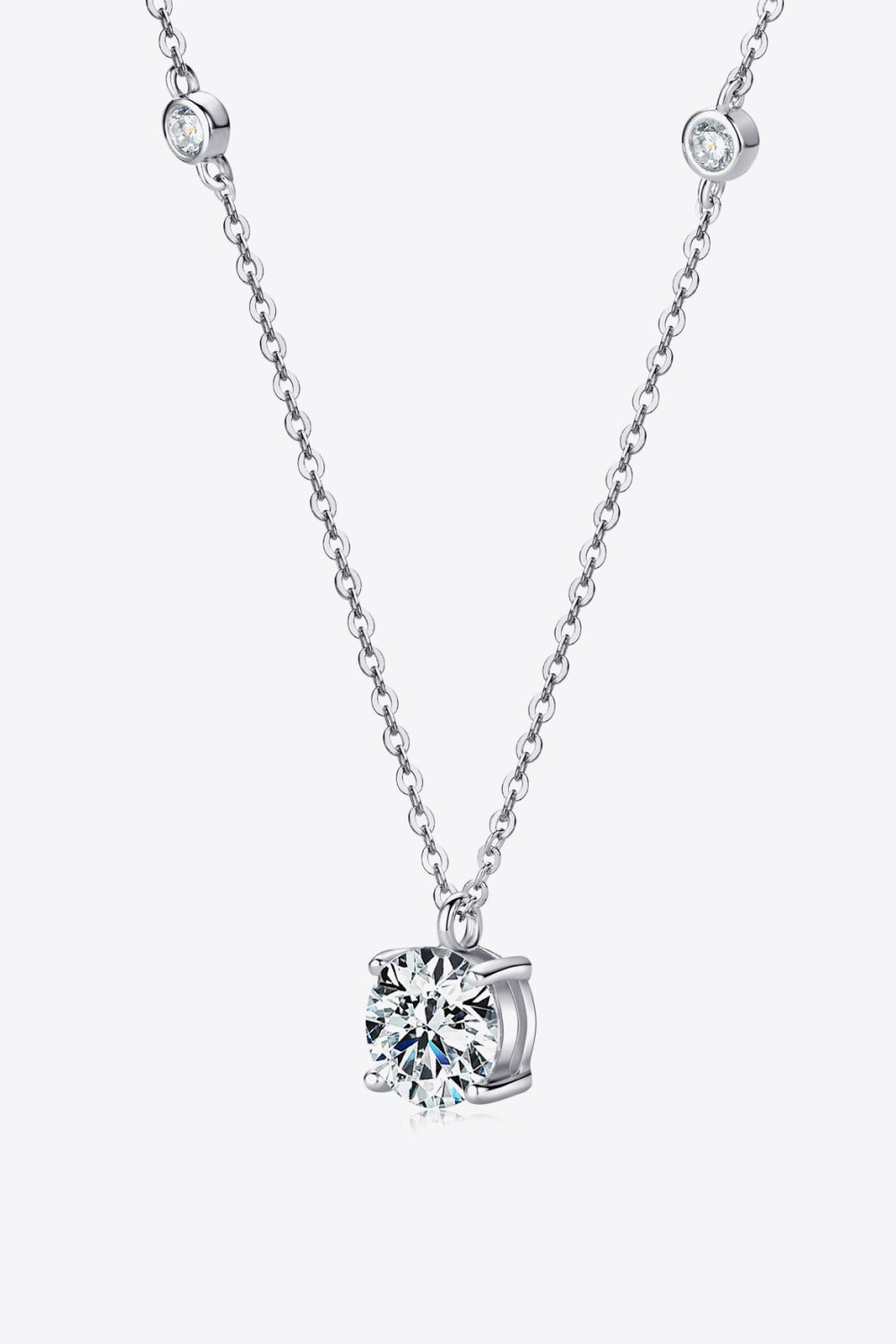 2 Carat Moissanite 4-Prong 925 Sterling Silver Necklace - AllIn Computer