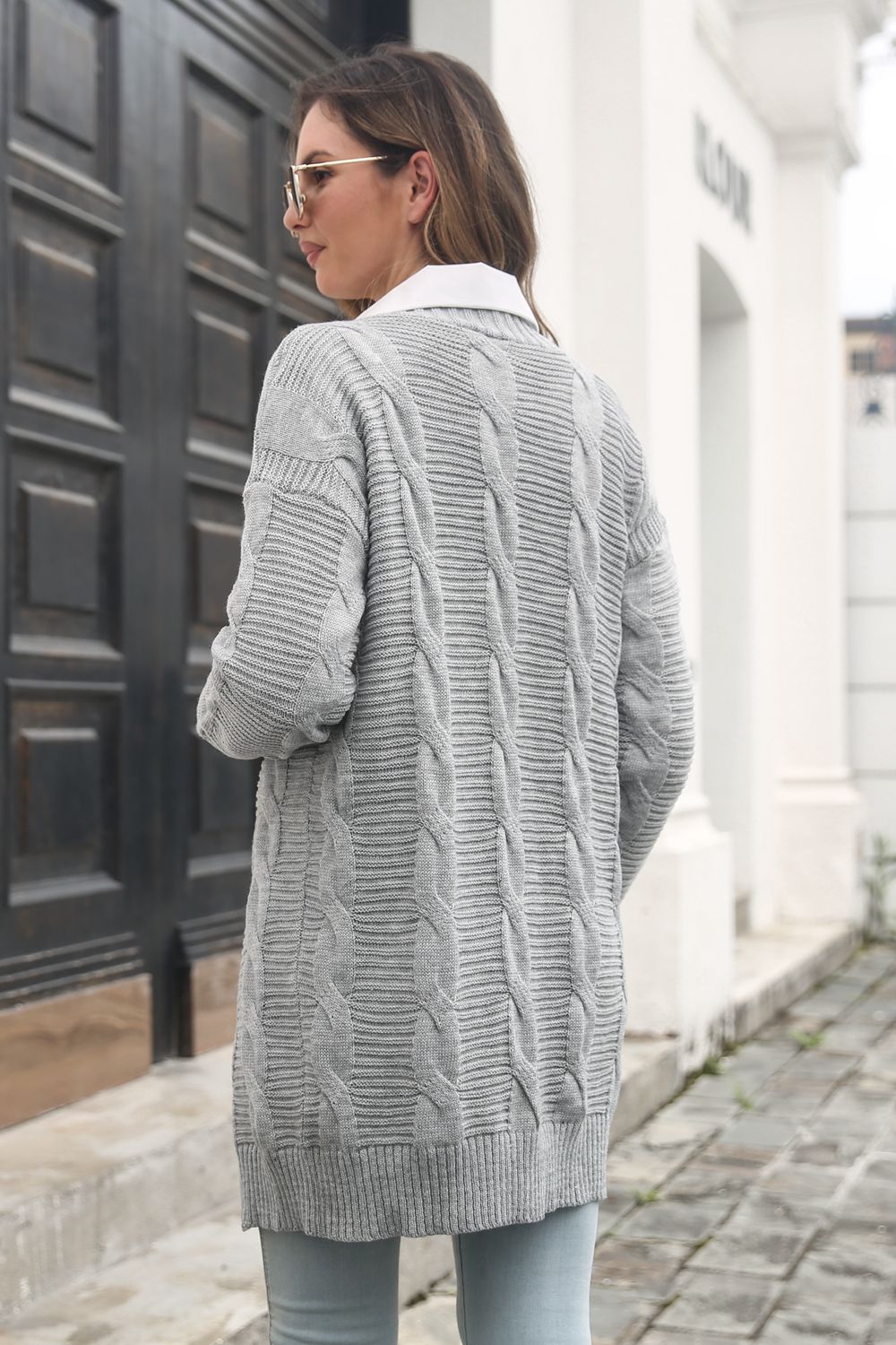 Open Front Cable-Knit Cardigan - AllIn Computer