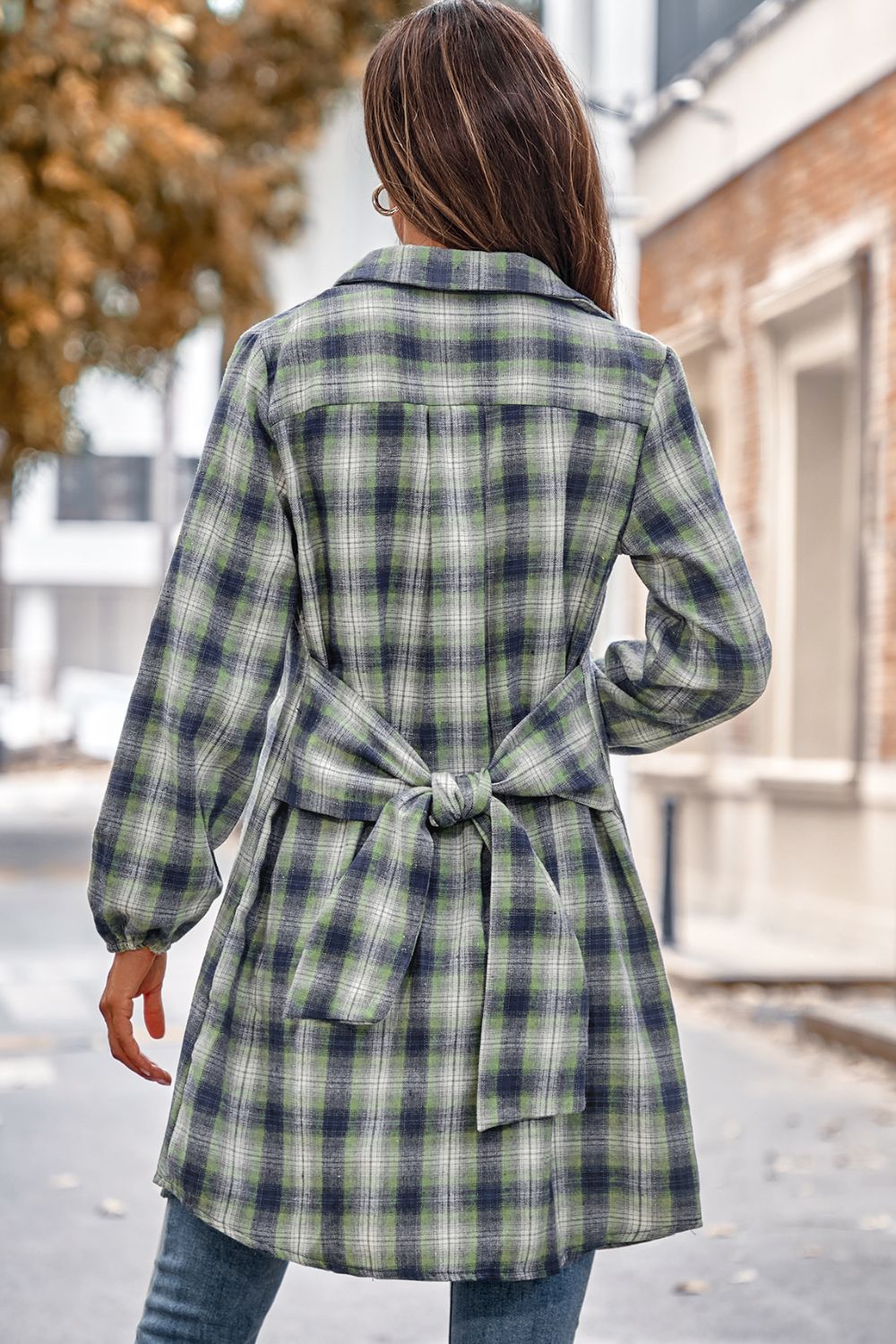 Plaid Tie Front Mini Shirt Dress - AllIn Computer