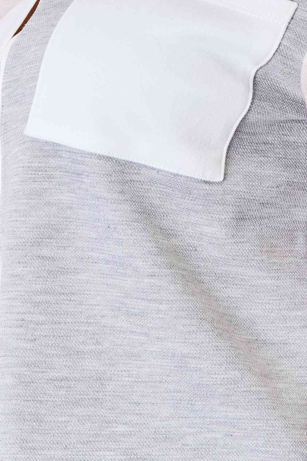 Double Take Color Block Curved Hem Shirt - AllIn Computer