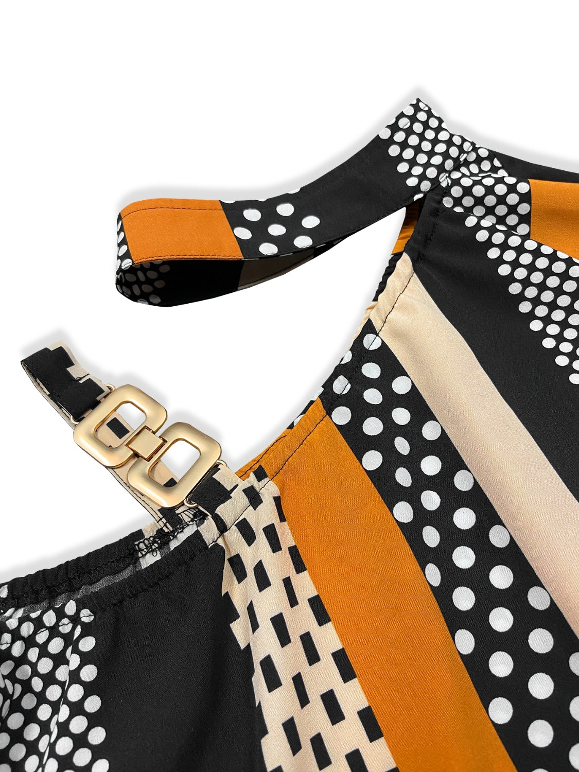 Cutout Color Block Mock Neck Blouse - AllIn Computer