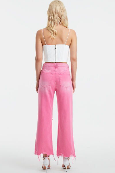 BAYEAS Full Size High Waist Distressed Raw Hem Jeans - AllIn Computer