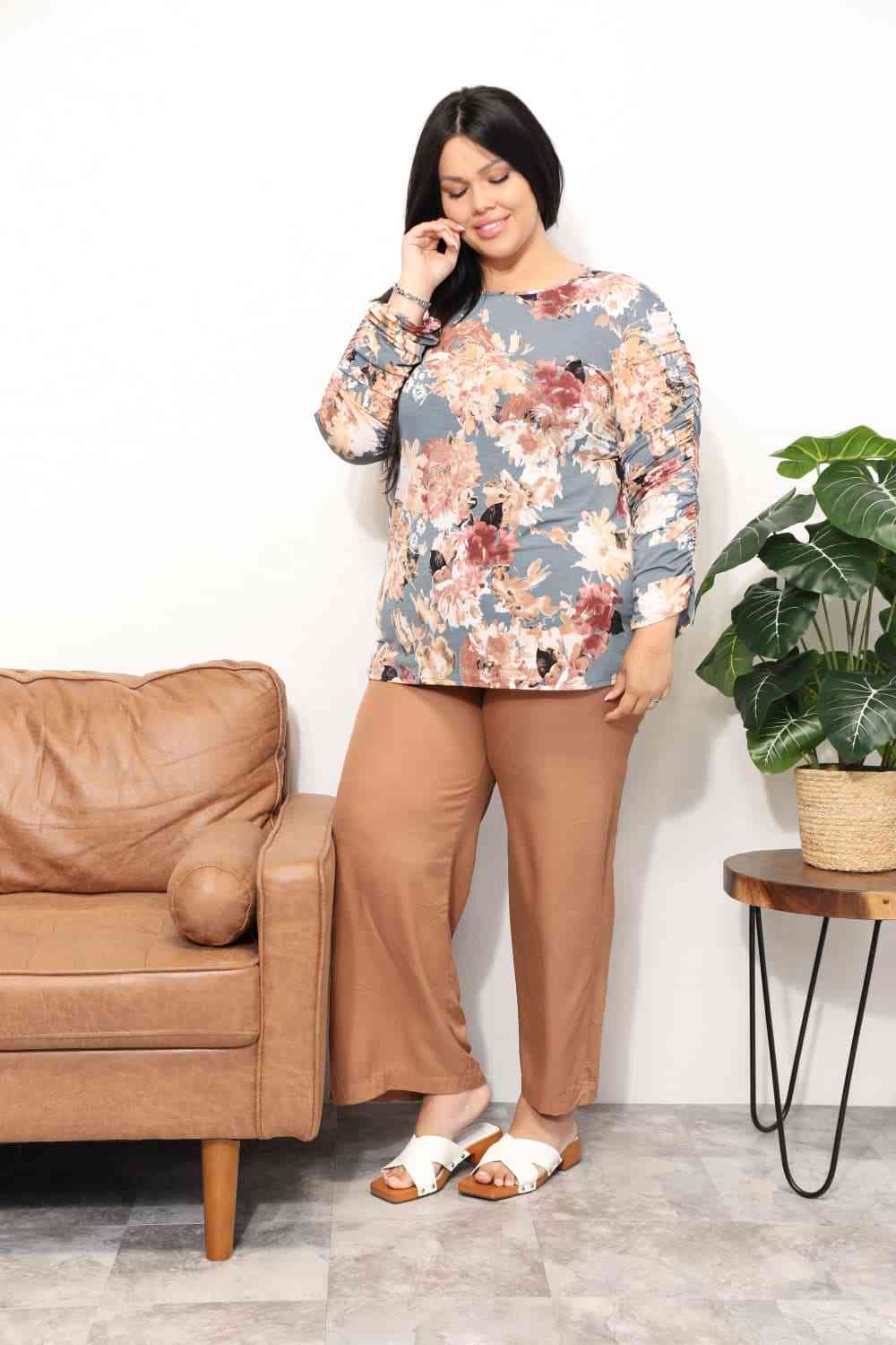 Sew In Love  Full Size Flower Print Long Sleeve Top - AllIn Computer