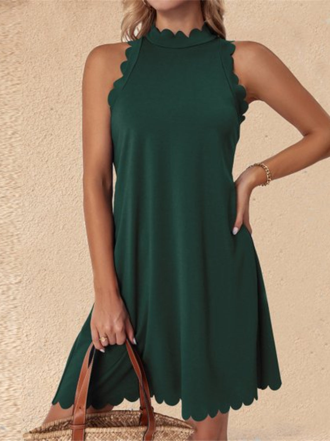 Mock Neck Sleeveless Mini Dress - AllIn Computer