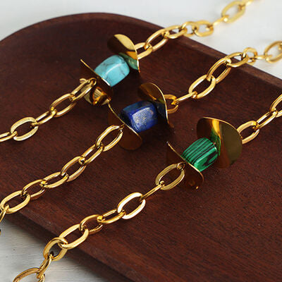 Natural Stone Pendant Titanium Steel Necklace - AllIn Computer