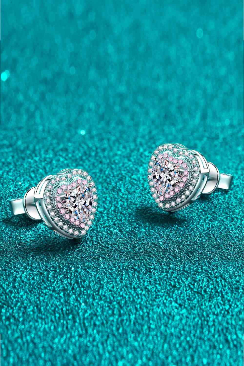 Moissanite Heart-Shaped Stud Earrings - AllIn Computer