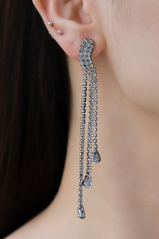 Glass Stone Fringe Dangle Earrings - AllIn Computer