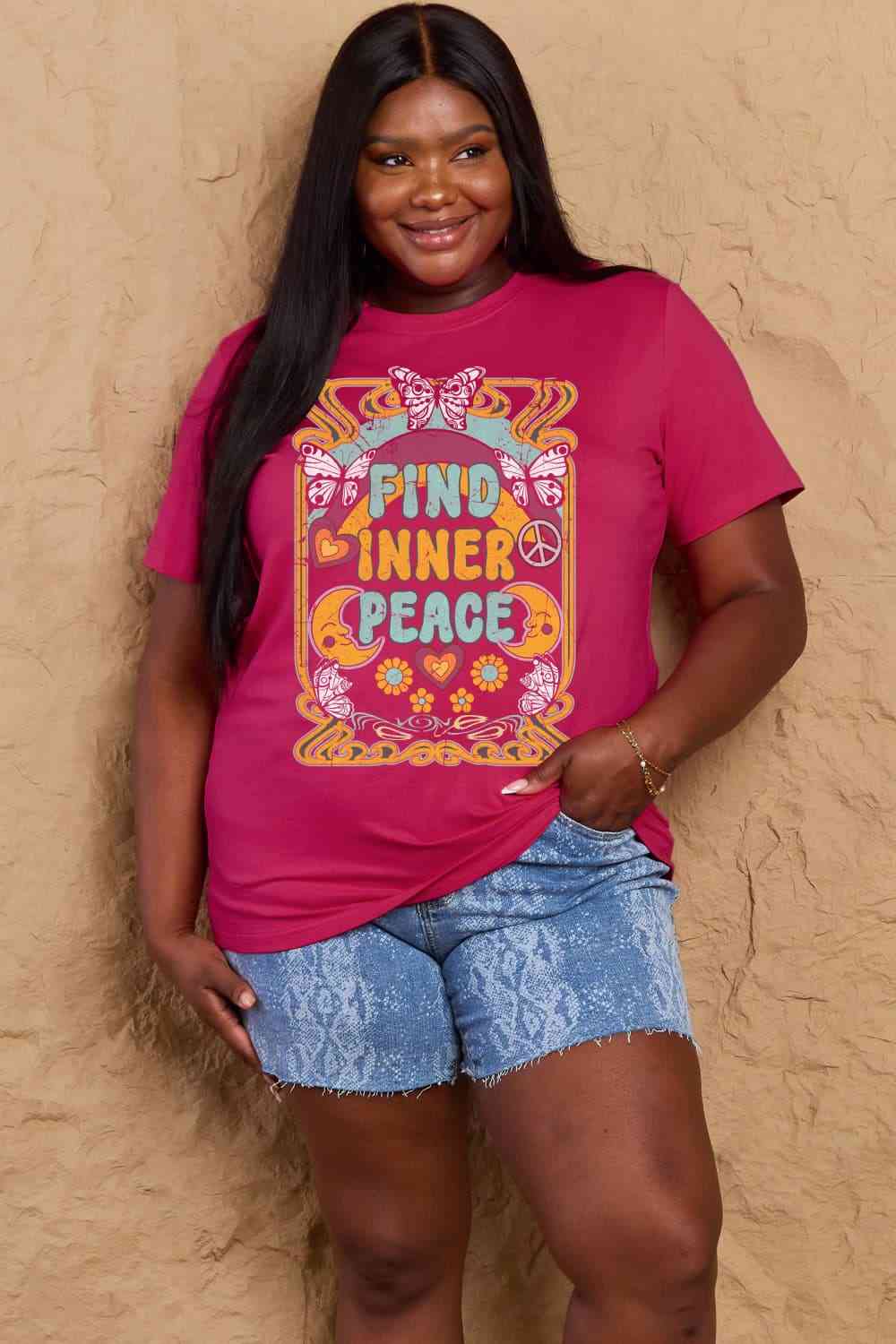 Simply Love Full Size FIND INNER PEACE Graphic Cotton T-Shirt - AllIn Computer