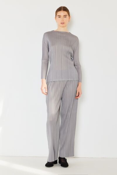 Marina West Swim Pleated Long Sleeve Boatneck Top - AllIn Computer