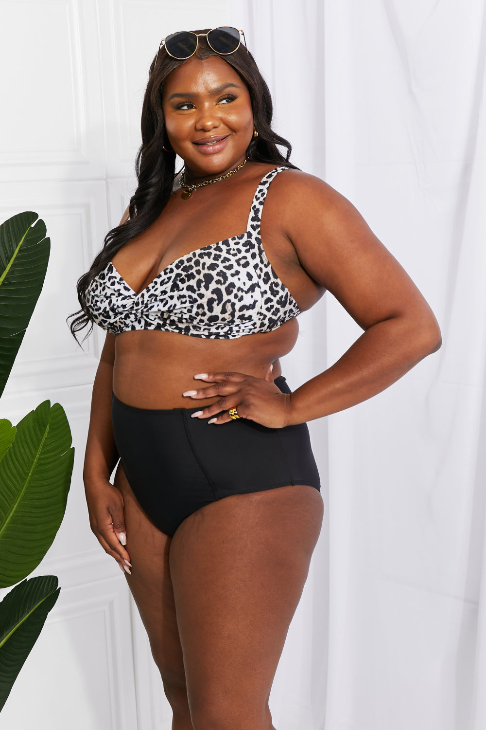 Marina West Swim Take A Dip Twist High-Rise Bikini in Leopard - AllIn Computer