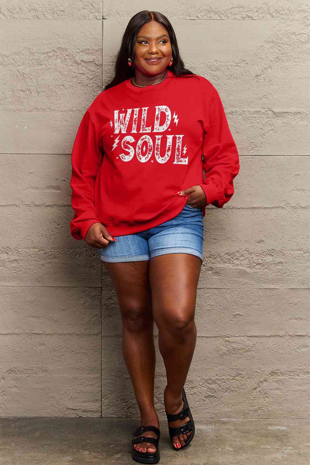 Simply Love Full Size WILD SOUL Graphic Sweatshirt - AllIn Computer