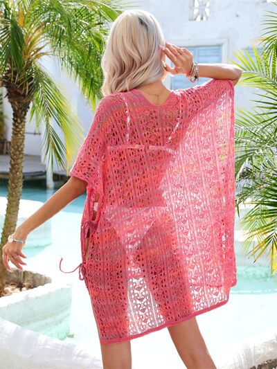 Slit Openwork V-Neck Cover Up - AllIn Computer