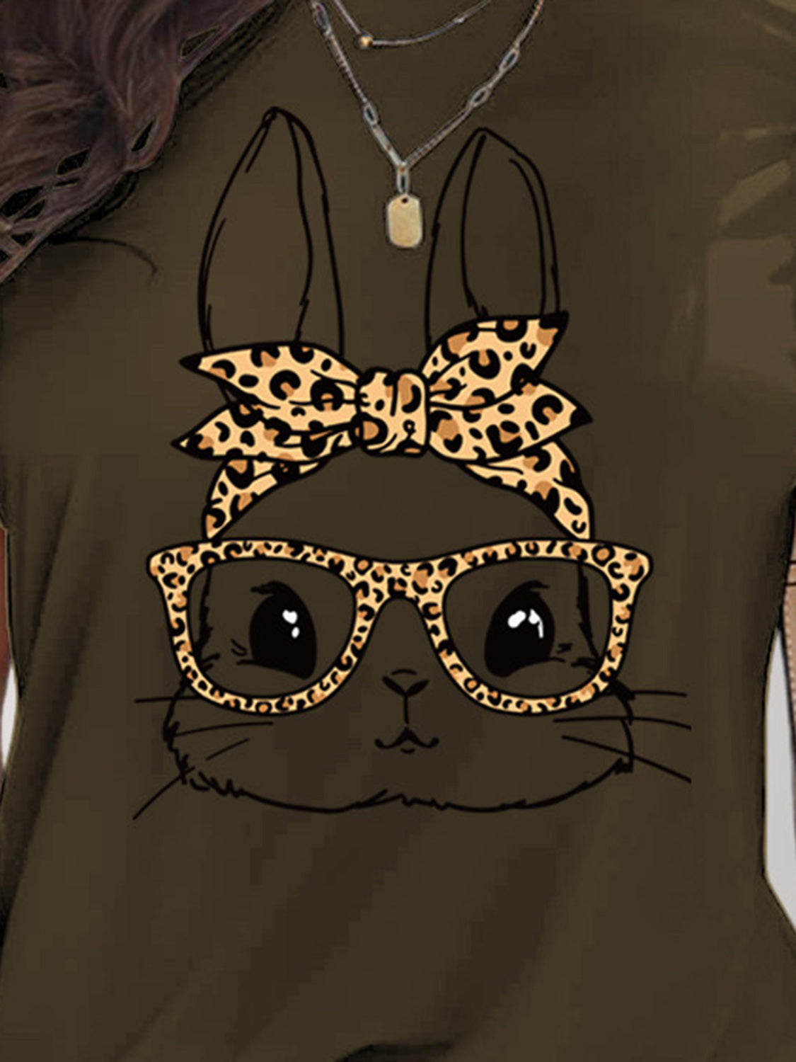Rabbit Graphic Round Neck Short Sleeve T-Shirt - AllIn Computer
