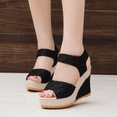 Lace Detail Open Toe High Heel Sandals - AllIn Computer
