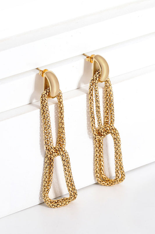 Gold-Plated D-Shaped Drop Earrings - AllIn Computer