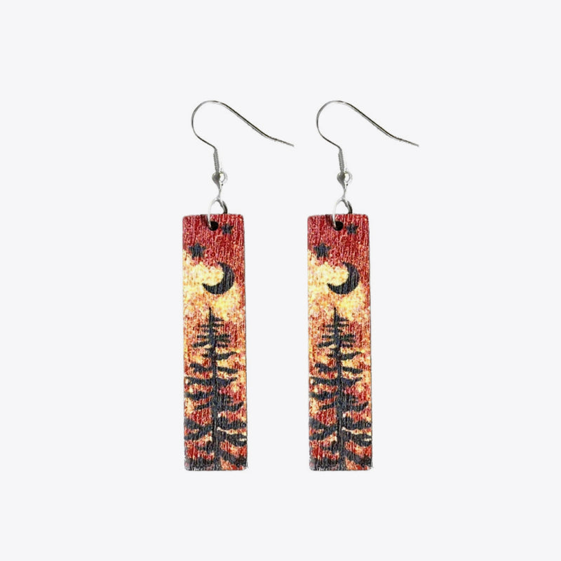 Square Shape Wooden Dangle Earrings - AllIn Computer
