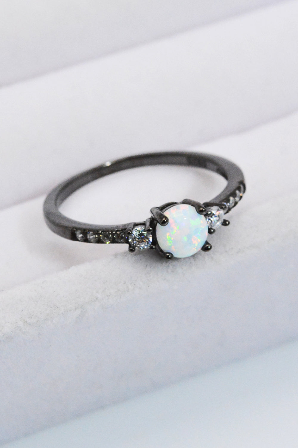 925 Sterling Silver Round Opal Ring - AllIn Computer