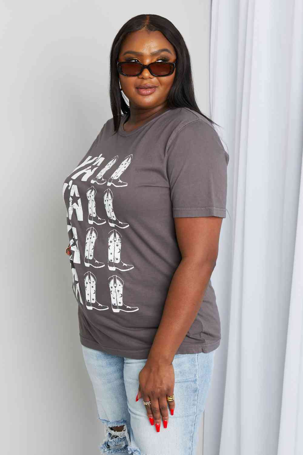 mineB Full Size Y'ALL Cowboy Boots Graphic Tee - AllIn Computer