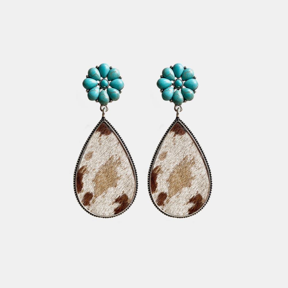 Turquoise Flower Teardrop Earrings - AllIn Computer