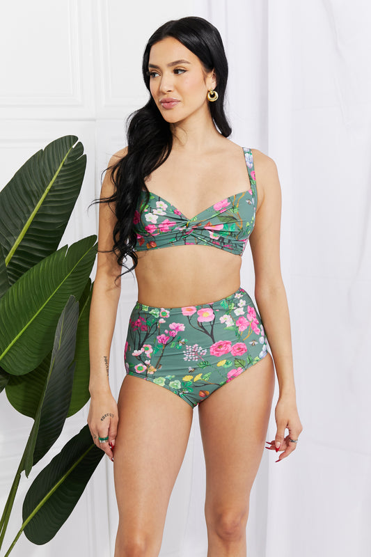 Marina West Swim Take A Dip Twist High-Rise Bikini in Sage - AllIn Computer