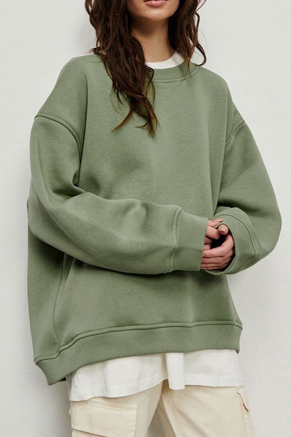 Oversize Round Neck Dropped Shoulder Sweatshirt - AllIn Computer