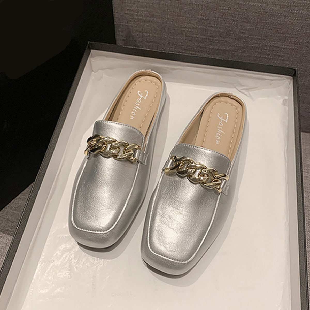 PU Leather Square Toe Flat Loafers - AllIn Computer