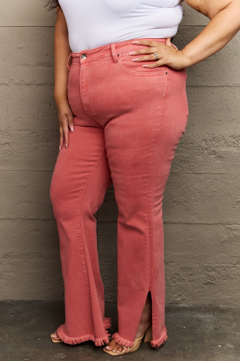 RISEN Bailey Full Size High Waist Side Slit Flare Jeans - AllIn Computer