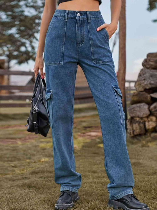 High Waist Cargo Jeans - AllIn Computer